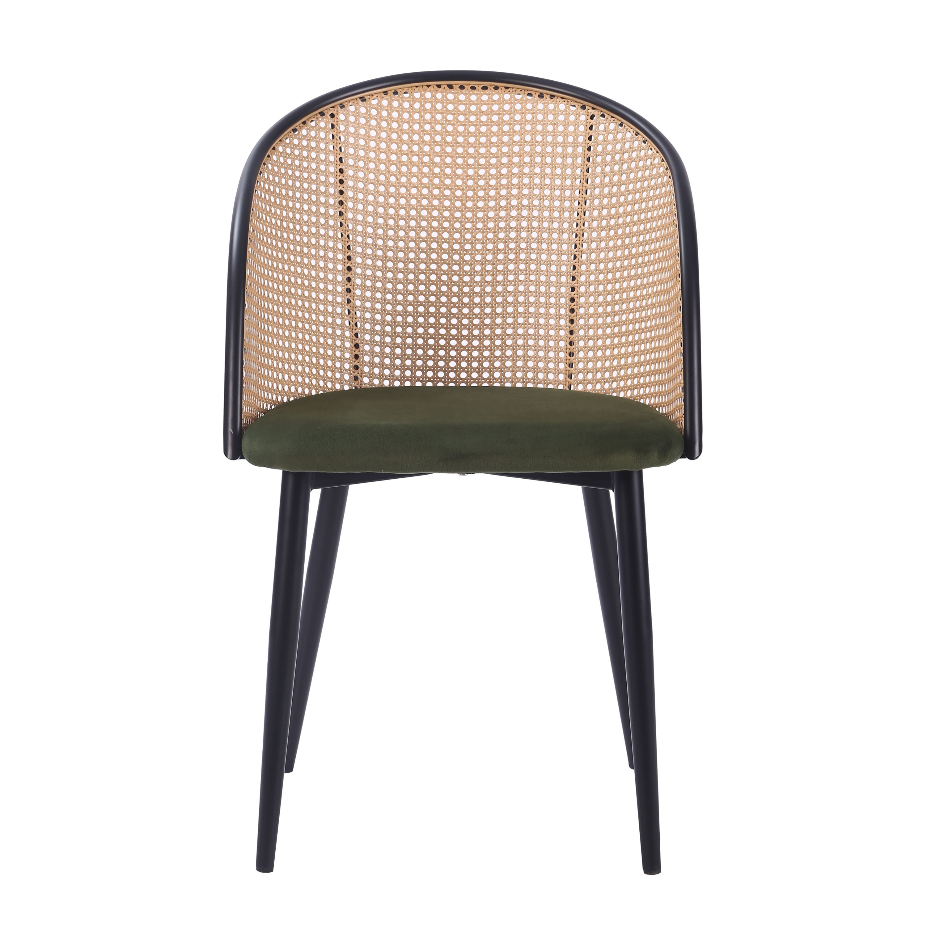 Chaise de salle à manger ULTIMA en rotin et velours avec accoudoirs