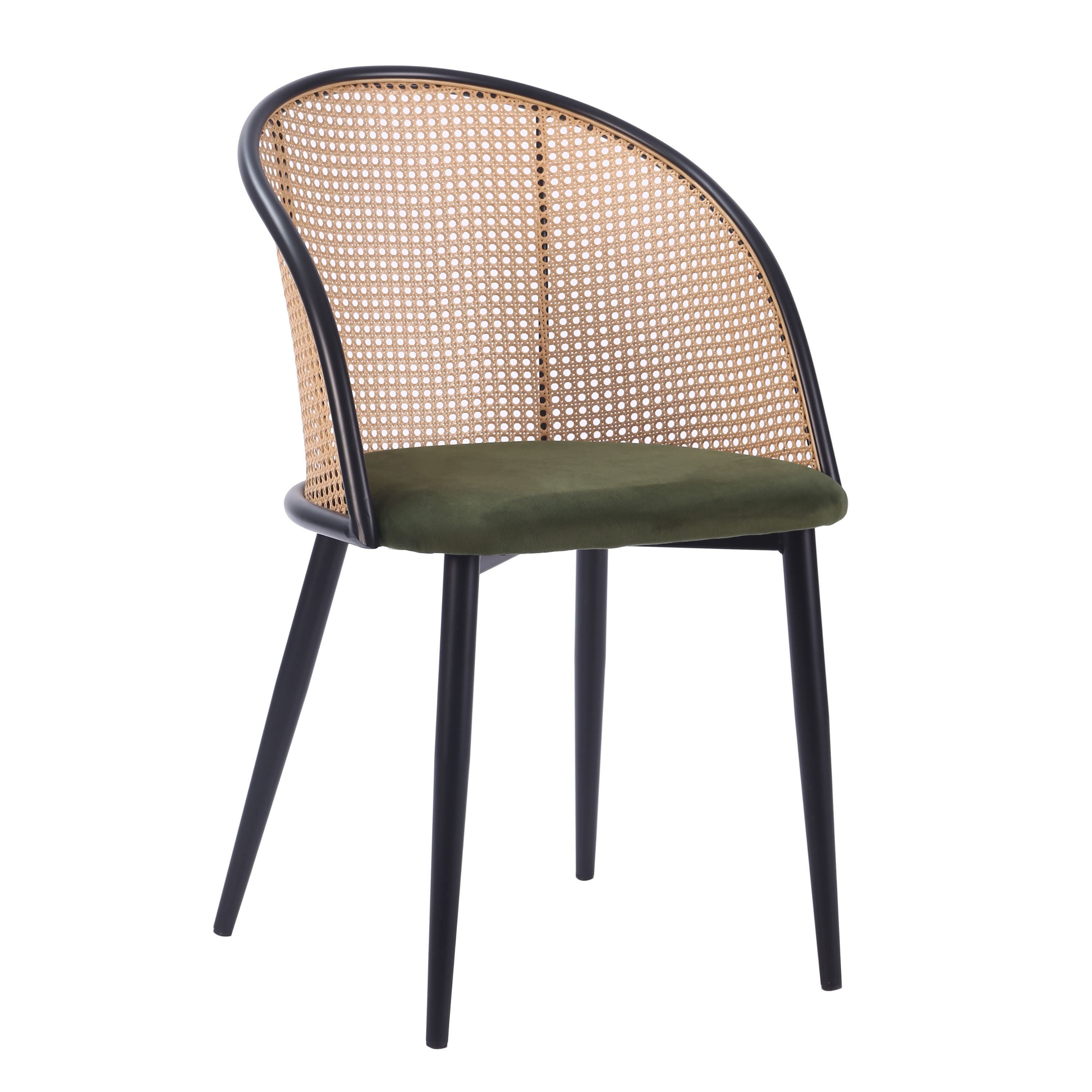 Chaise de salle à manger ULTIMA en rotin et velours avec accoudoirs