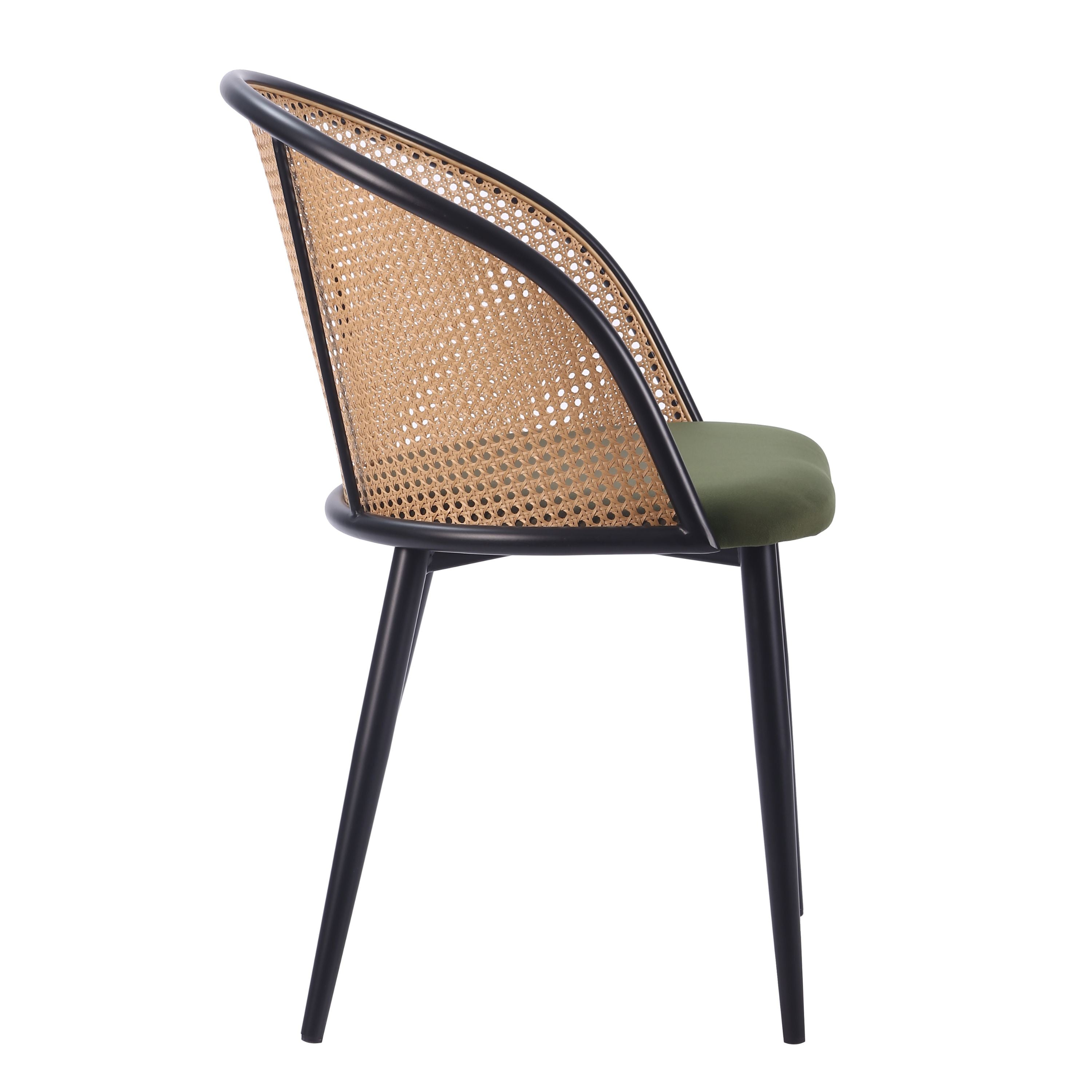 Chaise de salle à manger ULTIMA en rotin et velours avec accoudoirs