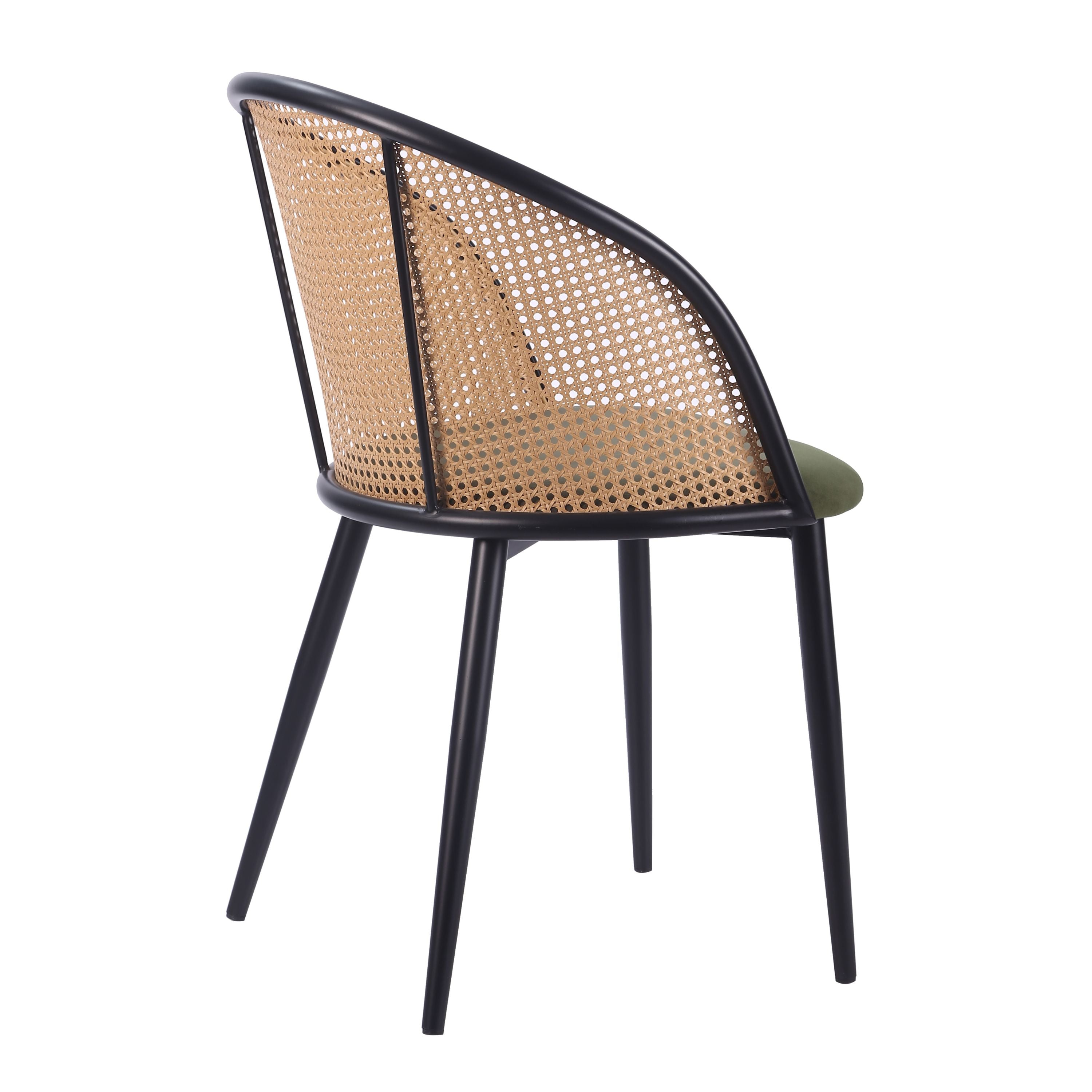 Chaise de salle à manger ULTIMA en rotin et velours avec accoudoirs