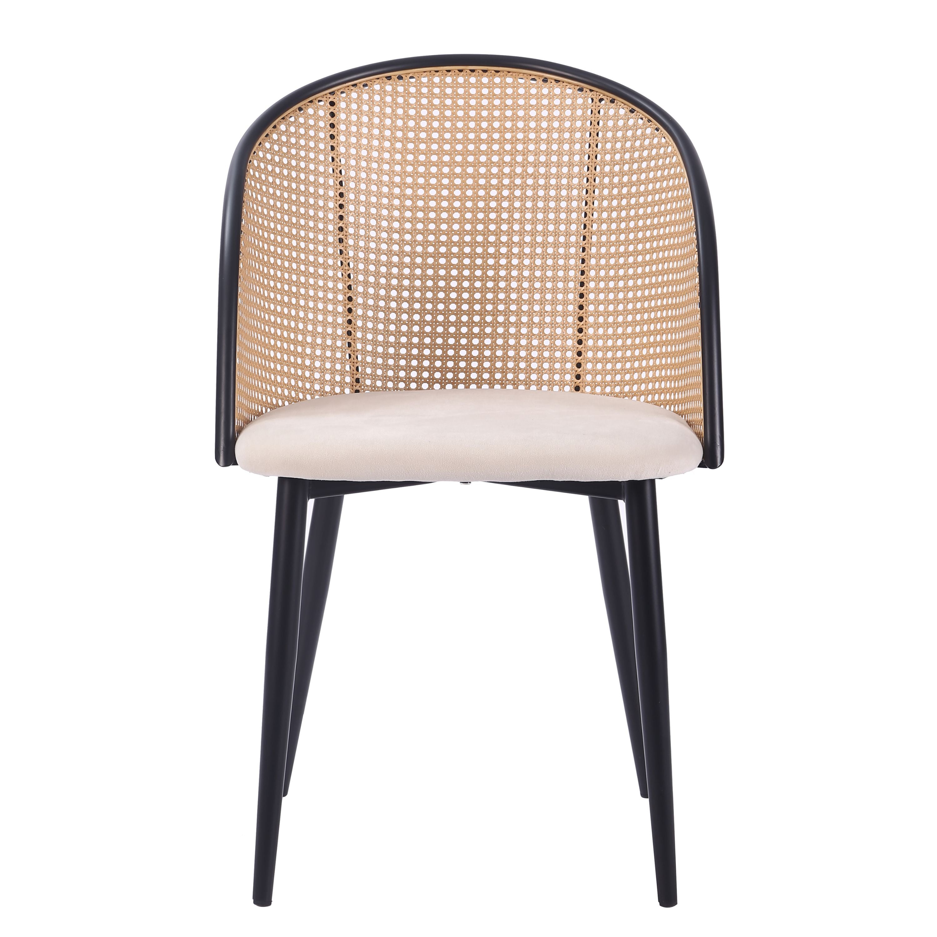 Chaise de salle à manger ULTIMA en rotin et velours avec accoudoirs