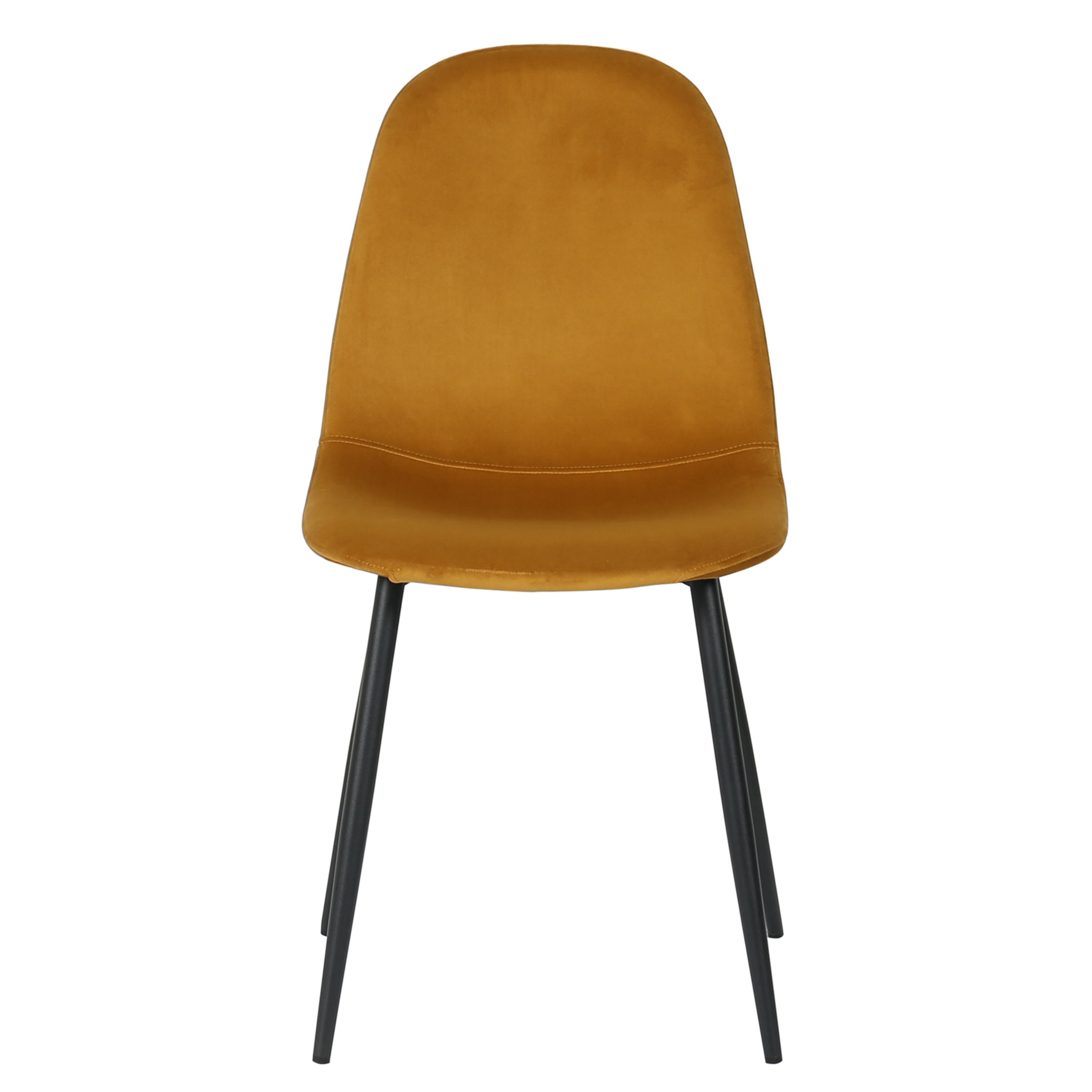 Chaise à manger Minna en acier noir et velours moutarde