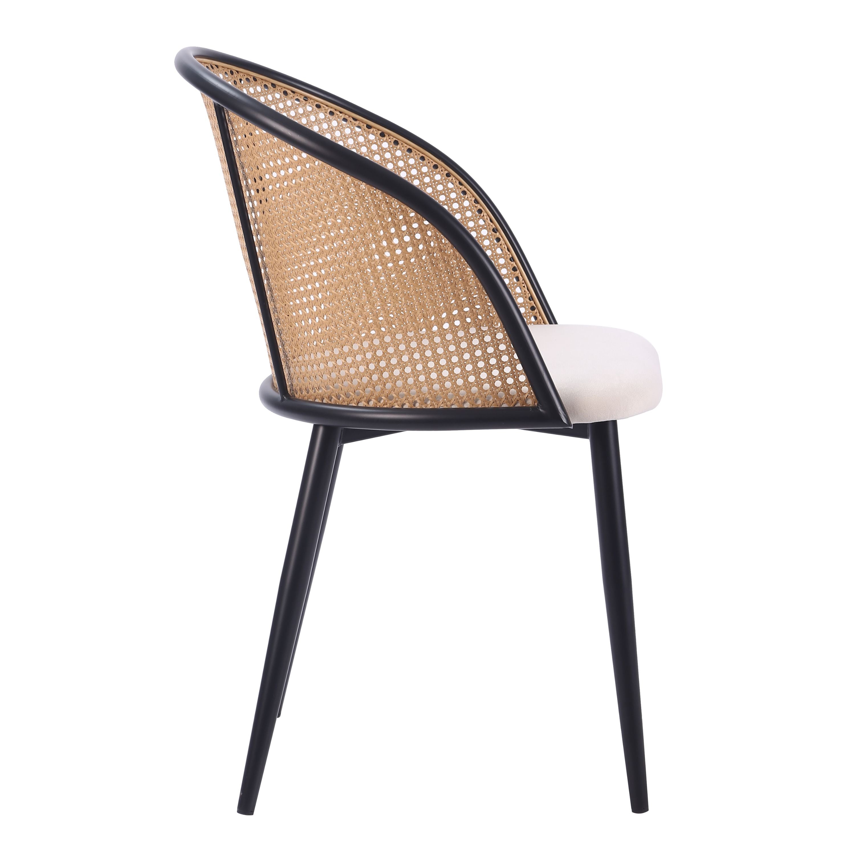 Chaise de salle à manger ULTIMA en rotin et velours avec accoudoirs