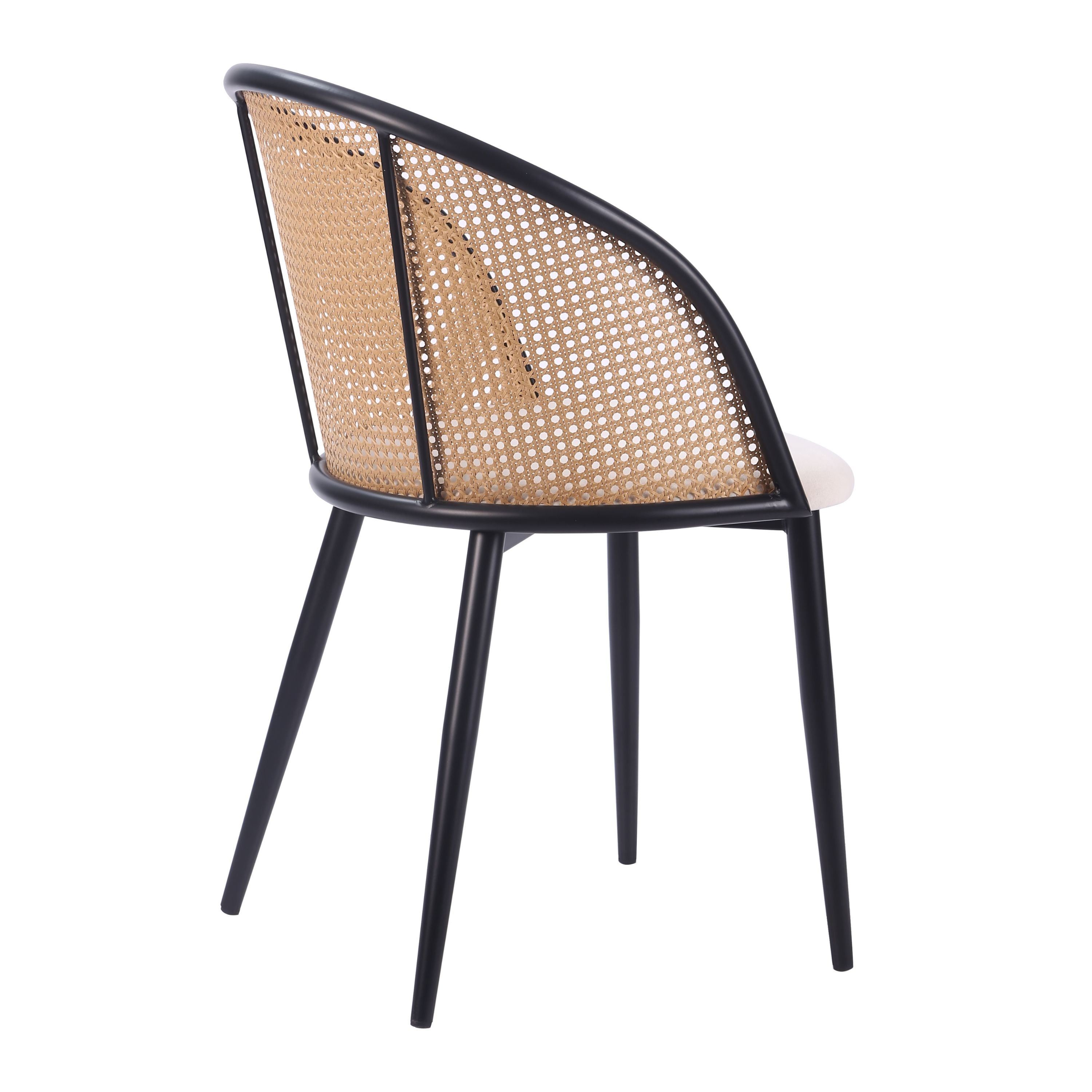 Chaise de salle à manger ULTIMA en rotin et velours avec accoudoirs