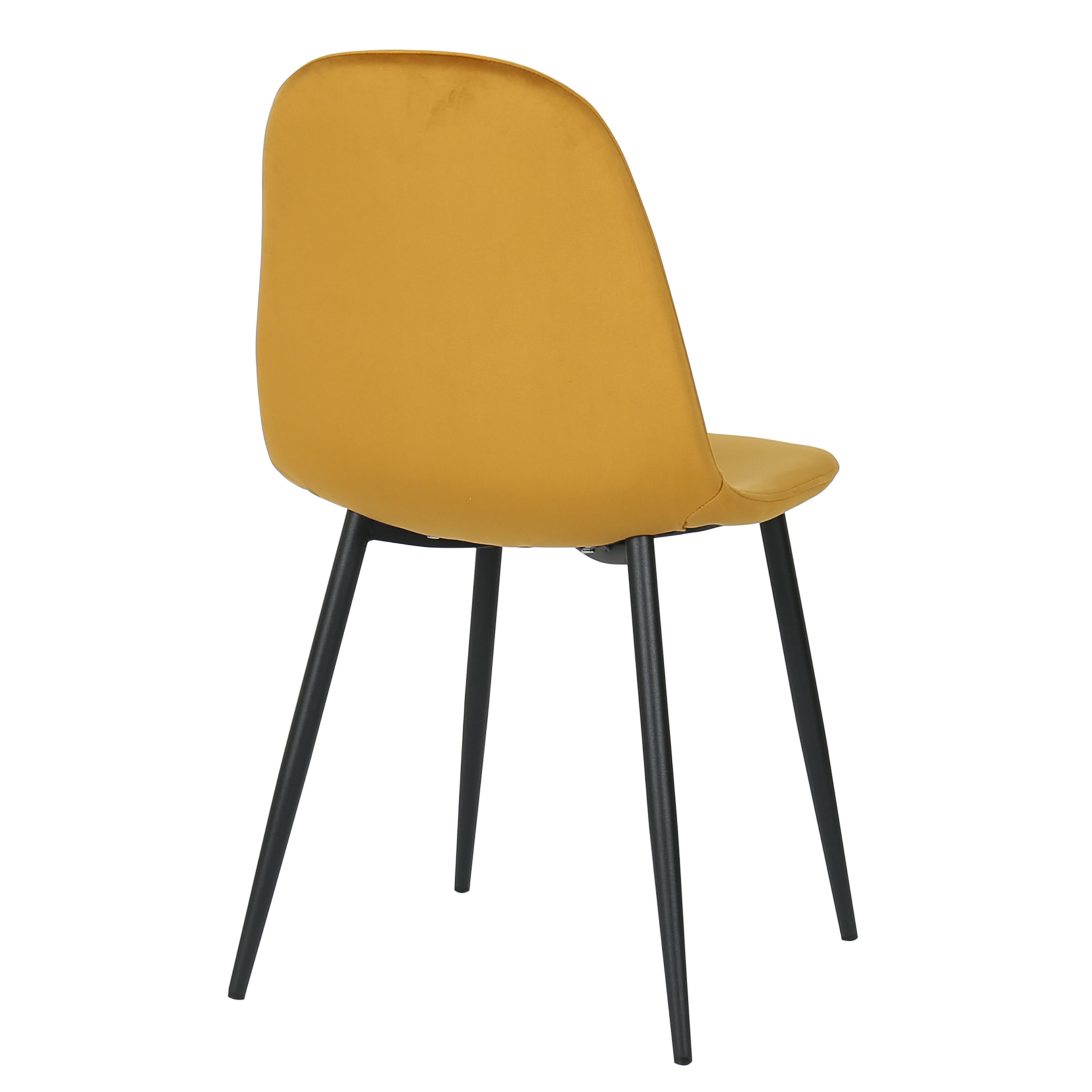 Chaise à manger Minna en acier noir et velours moutarde