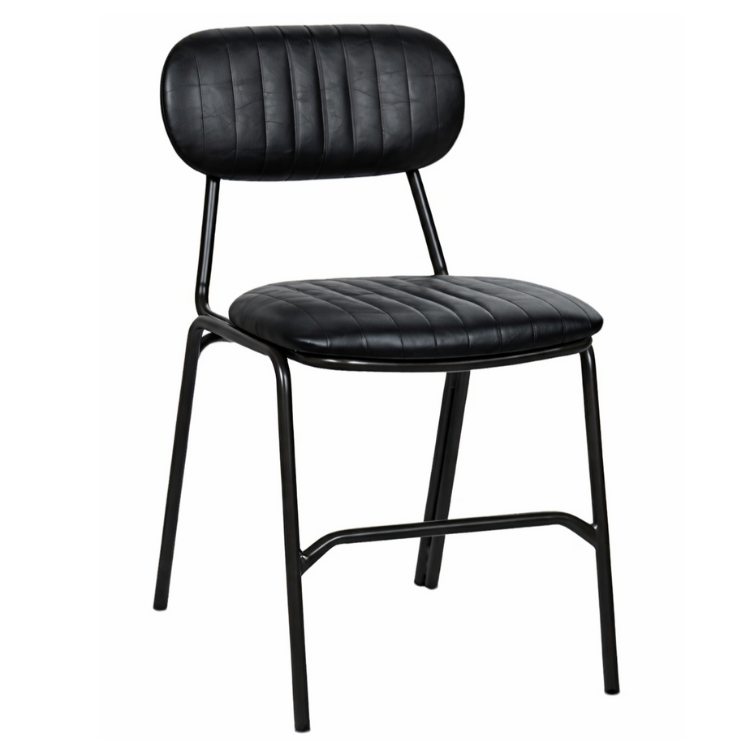 Chaise de salle à manger vintage noire Bután