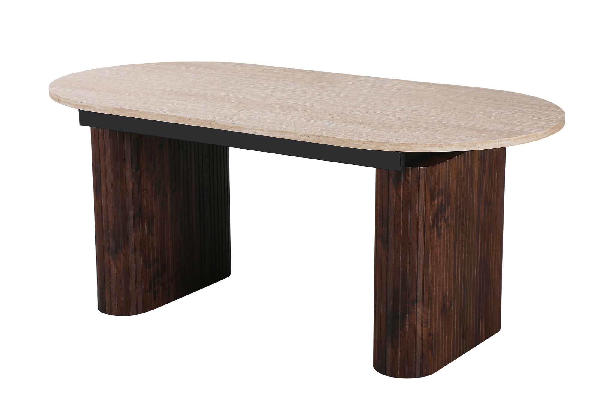 Mesa de comedor extensible ovalada Traventino-nogal 180-230 cm