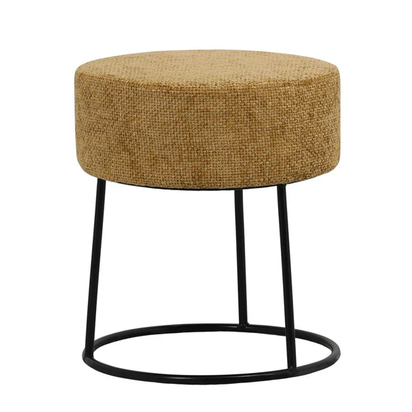 Taburete puff redondo bajo Amil mostaza