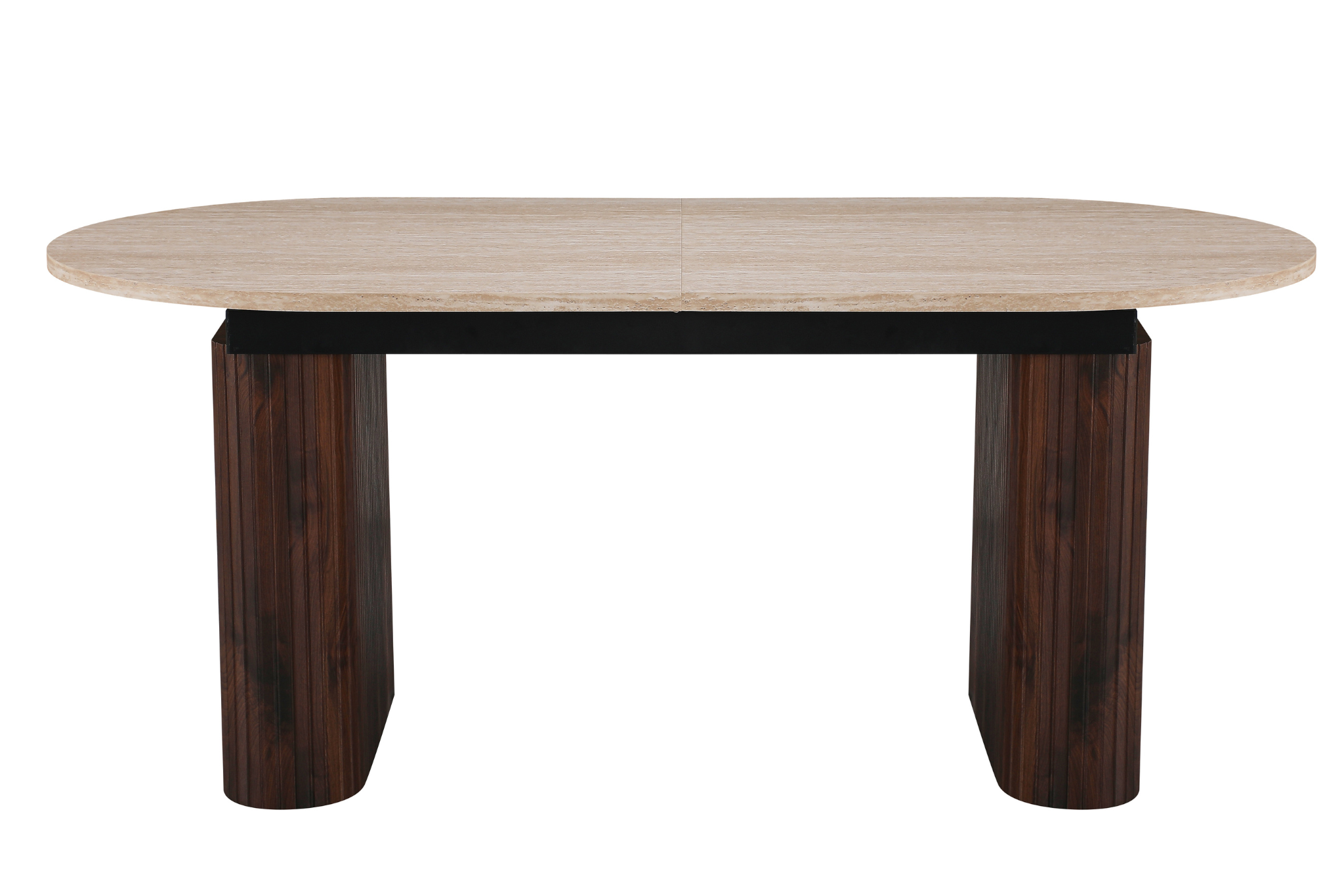 Mesa de comedor extensible ovalada Traventino-nogal 180-230 cm