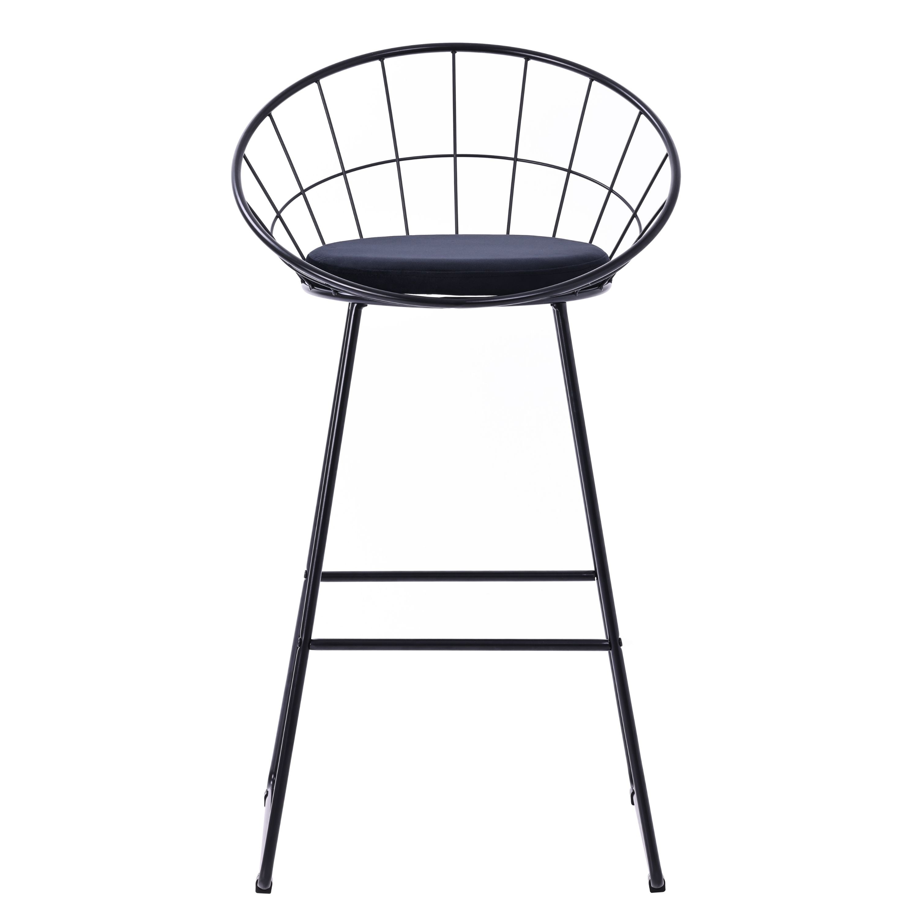 Taburete de bar diseño acero y terciopelo negro Ceilán