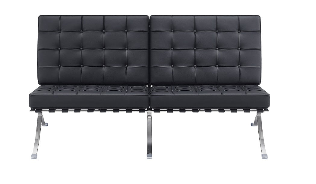 Sillón de diseño 2 plazas semipiel Barna Negro