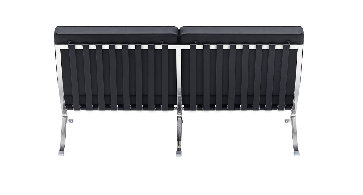 Sillón de diseño 2 plazas semipiel Barna Negro