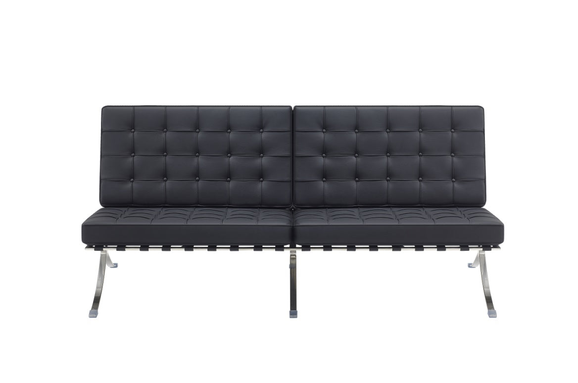 Sillón de diseño 3 plazas semipiel Barna Negro