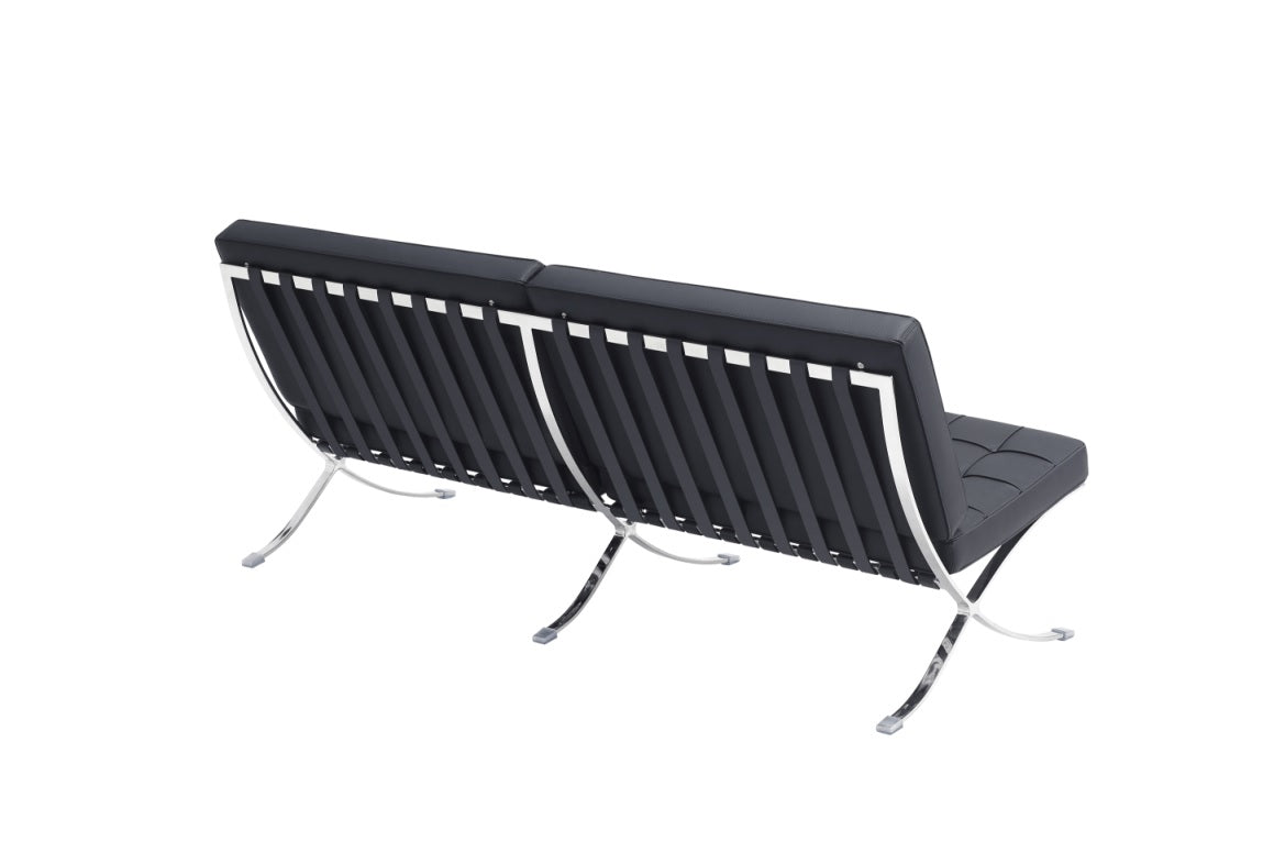 Sillón de diseño 3 plazas semipiel Barna Negro