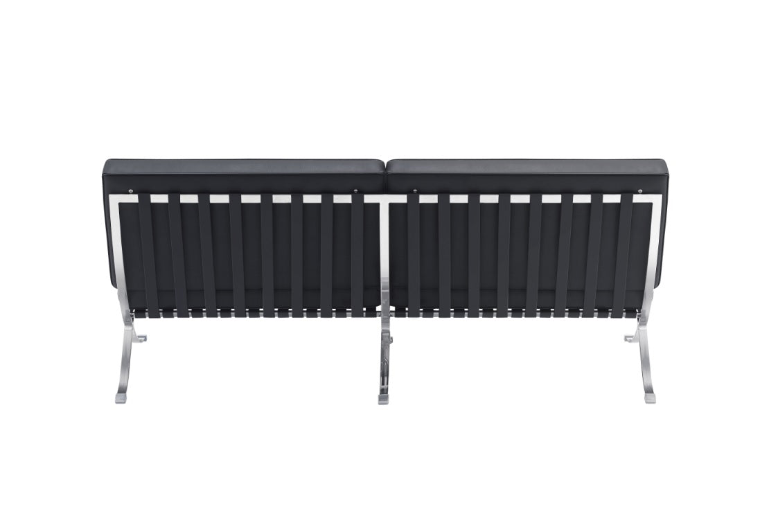 Sillón de diseño 3 plazas semipiel Barna Negro