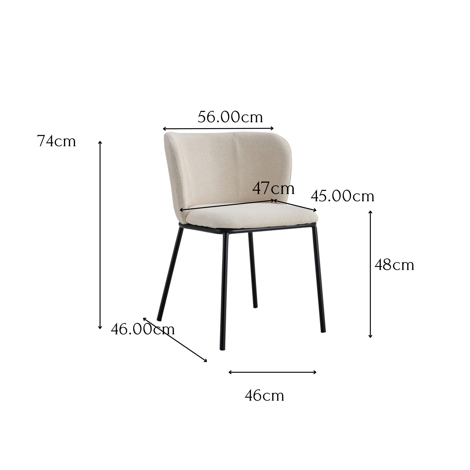 Silla de comedor tapizada en tela Beige Olivia