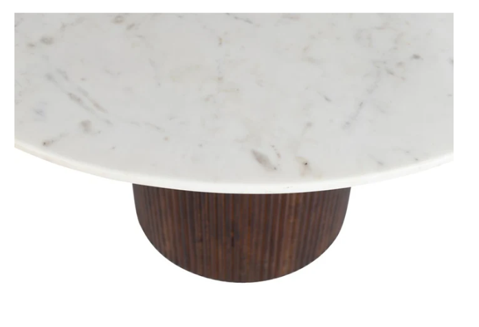Mesa de comedor redonda mármol y madera de mango Zuri