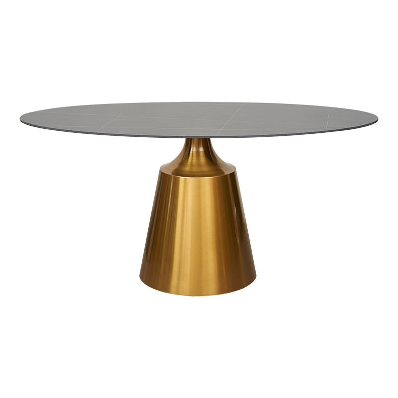Mesa de comedor base dorada tapa oval 160 cm