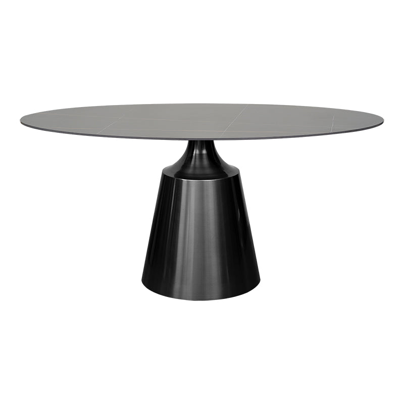 Mesa de comedor base gris grafito tapa oval 160 cms