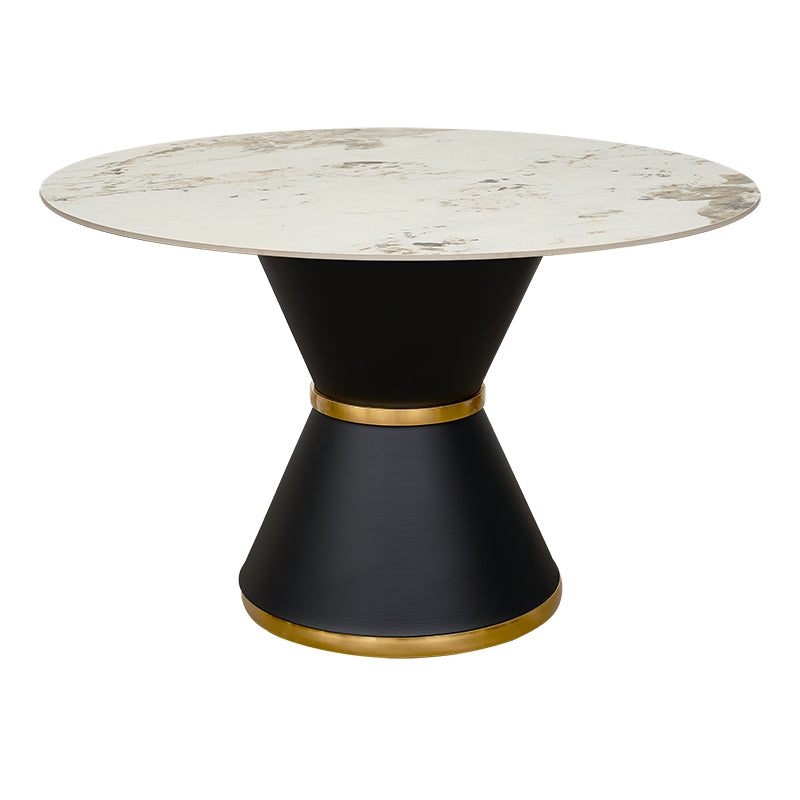 Mesa de comedor redonda de 130 cm ALPE piedra sinterizada
