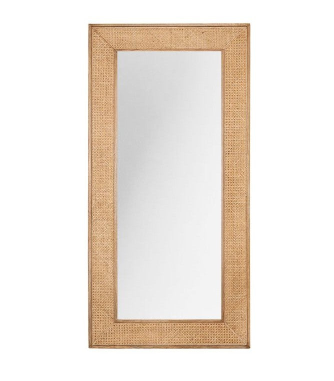 Espejo de pie madera de mango y ratán Lotus