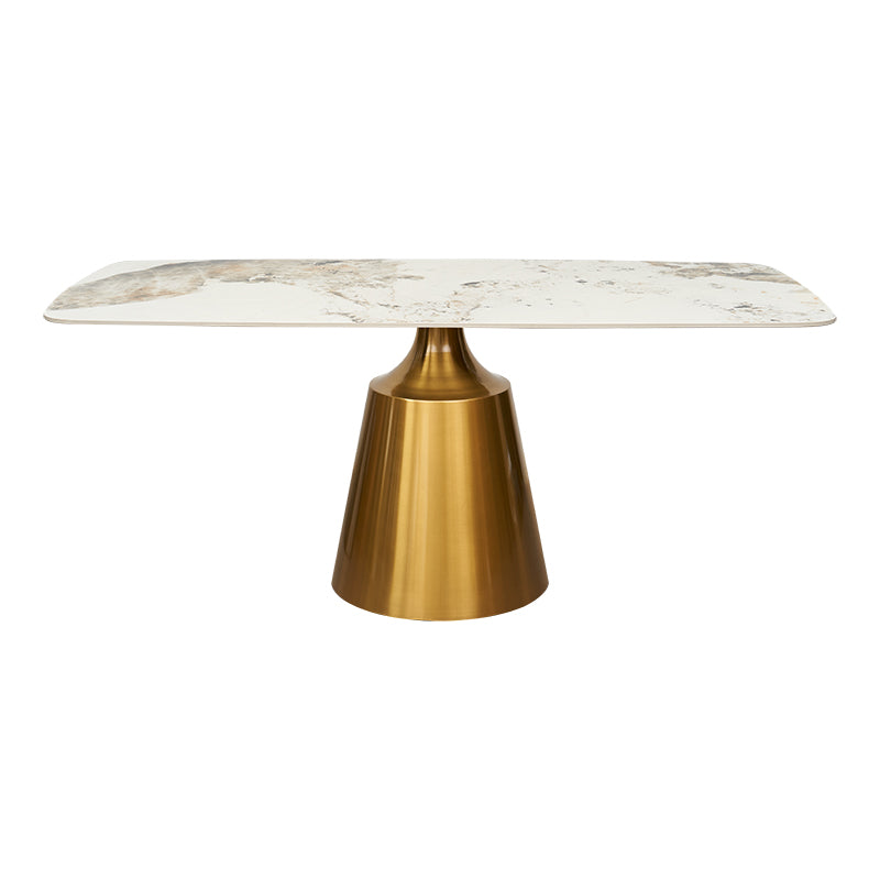 Mesa de comedor base dorada tapa rectangular 180 cm