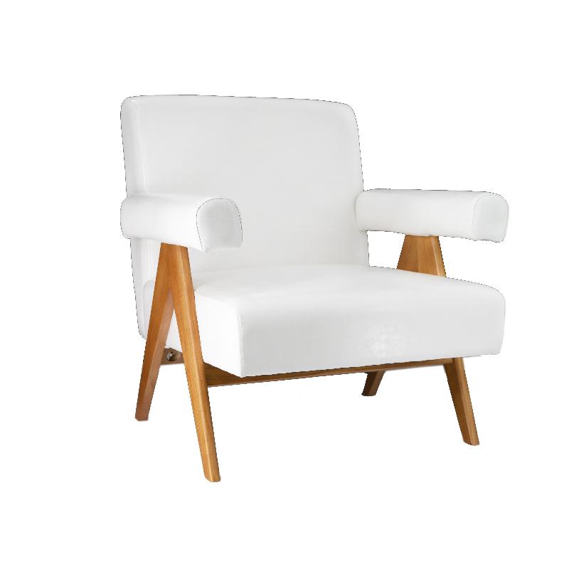 Sillón madera y cuero ecológico reposabrazos Volga