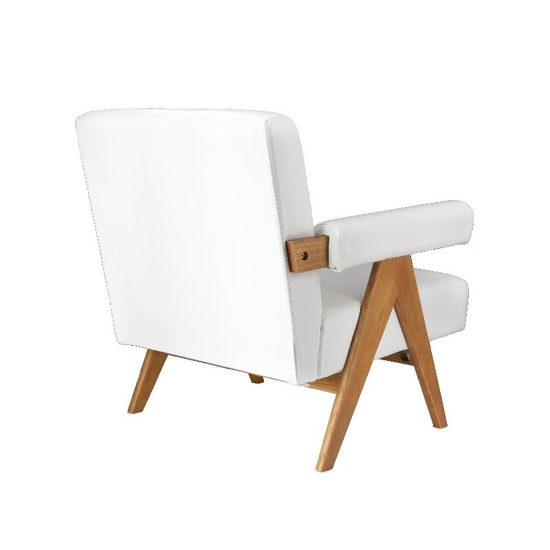 Sillón madera y cuero ecológico reposabrazos Volga