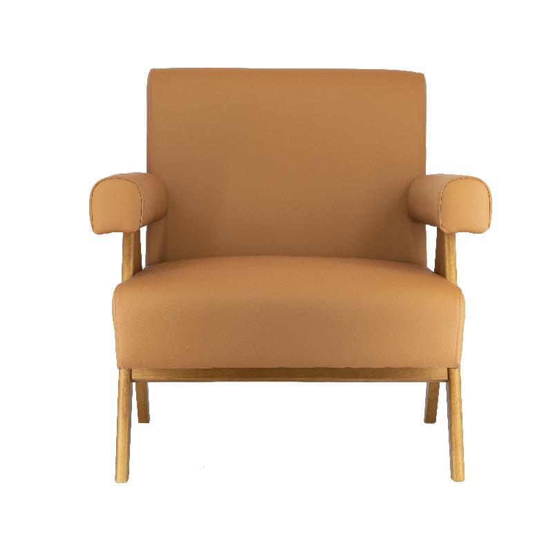 Sillón madera y cuero ecológico reposabrazos Volga