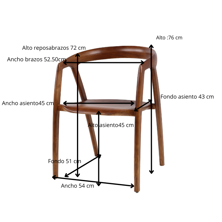 Silla de comedor de madera nogal Diamante