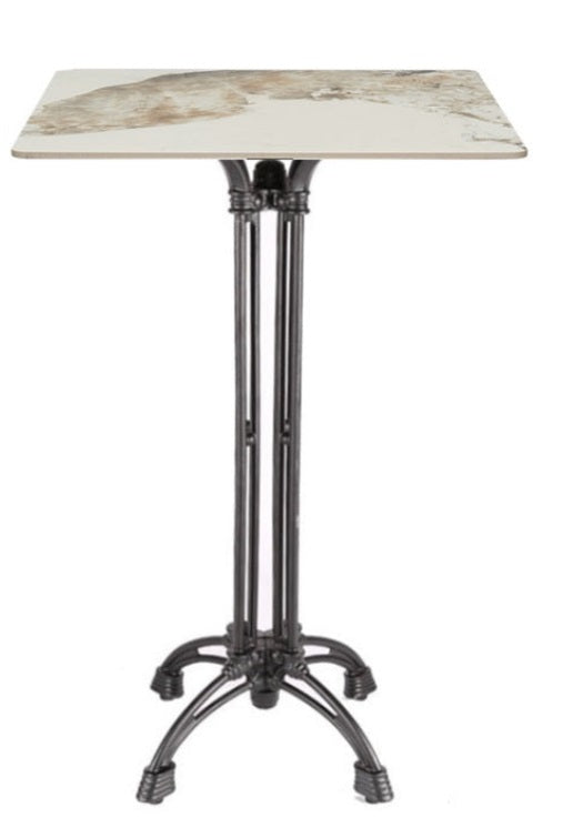 Mesa de bar Alta base Lusara 4 patas piedra sinterizada 70x70