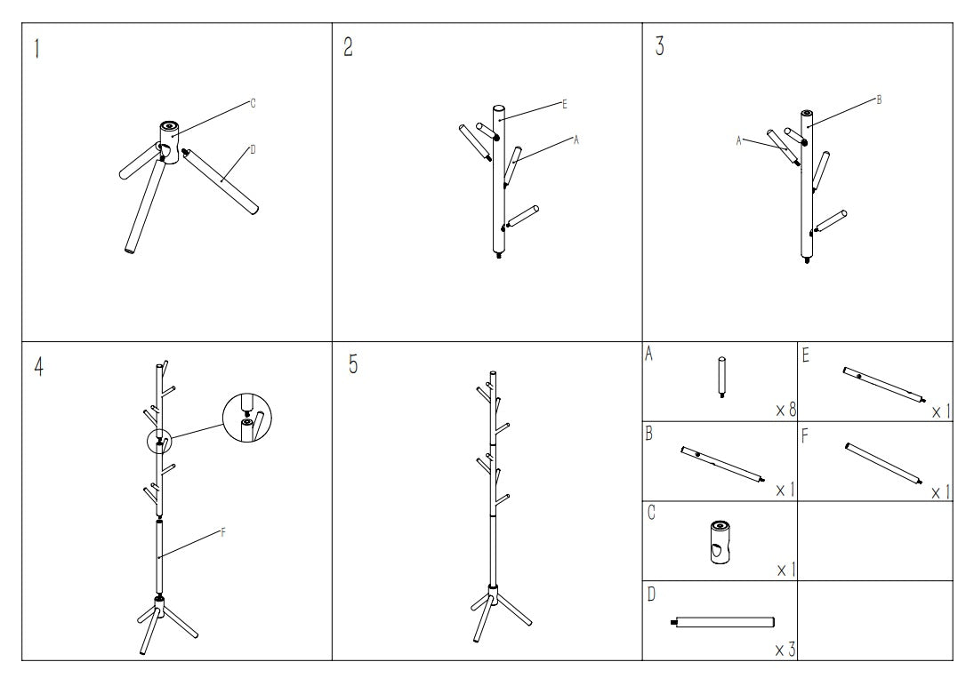 Perchero de pie de madera de haya Remy