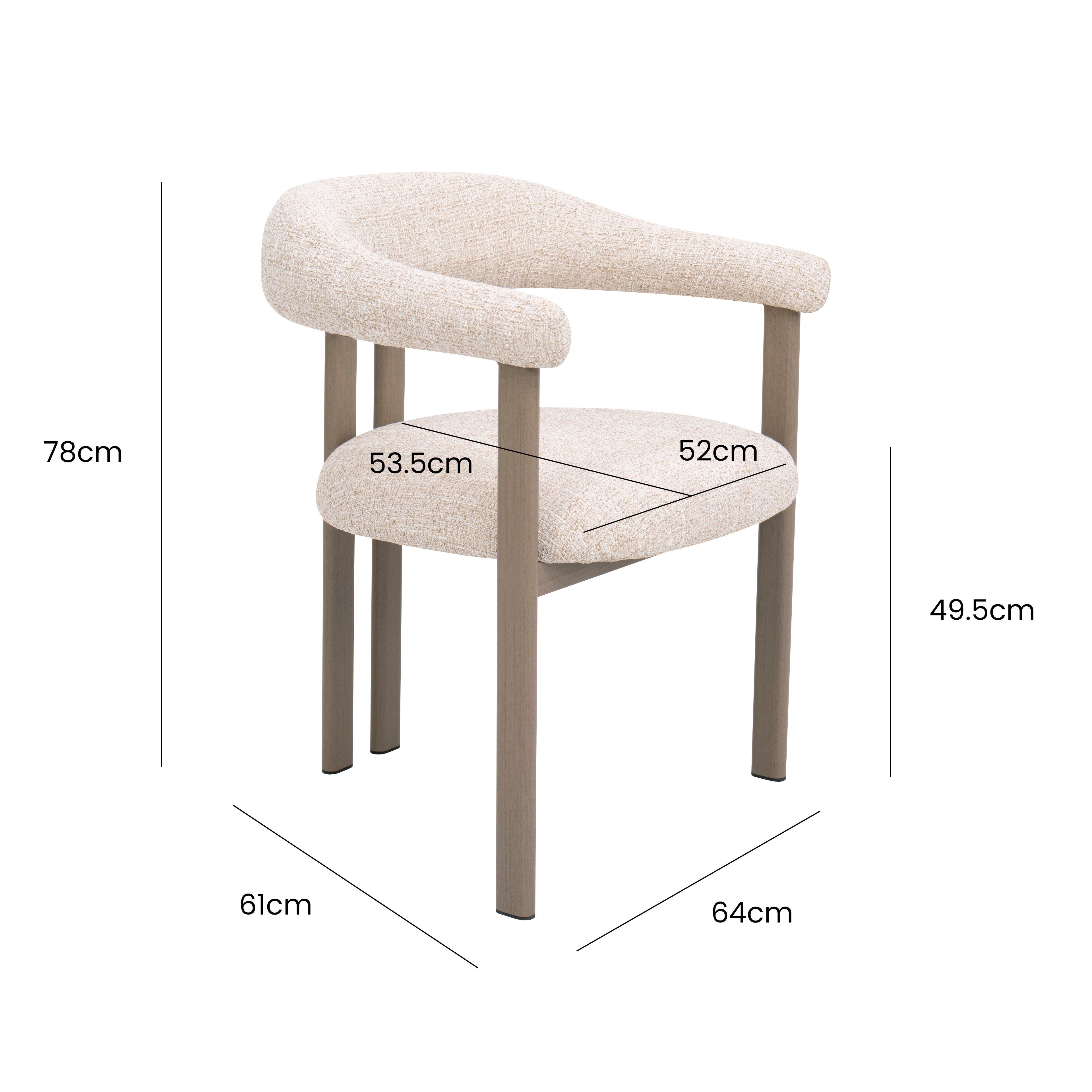 Silla de comedor escandinavo con brazos Hade Tapizado