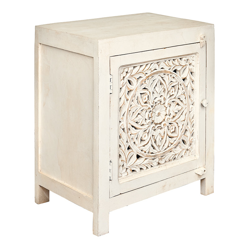 Mesita de noche de madera blanca Loira