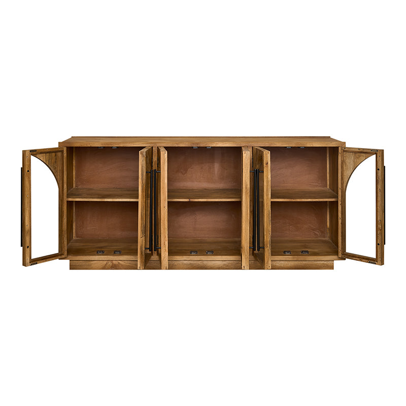 Aparador de madera de mango y cristal Pierre