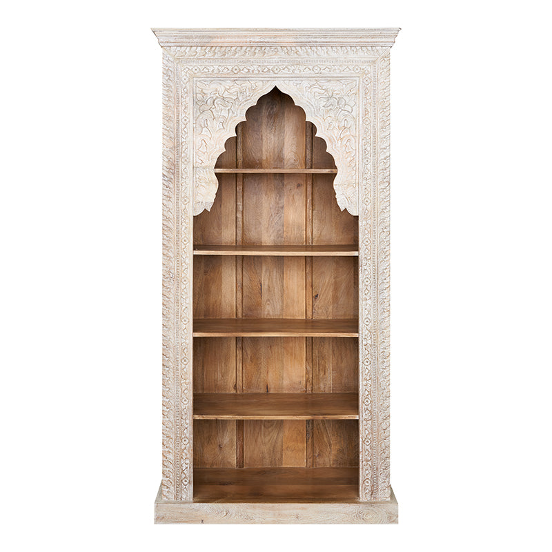 Estantería tallada de madera de mango blanco Omega