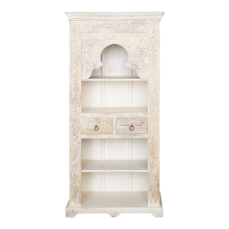 Estantería tallada de madera de mango blanco Beta