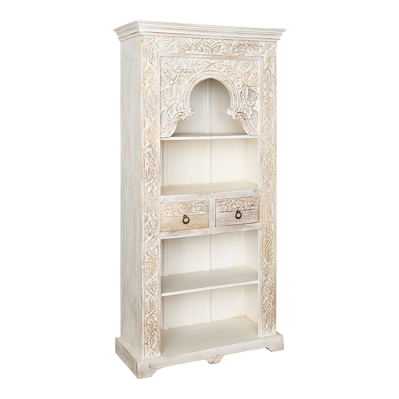 Estantería tallada de madera de mango blanco Beta