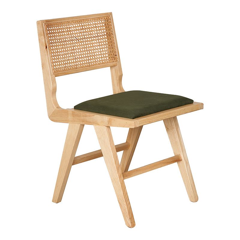 Silla de comedor madera y terciopelo verde Polonia