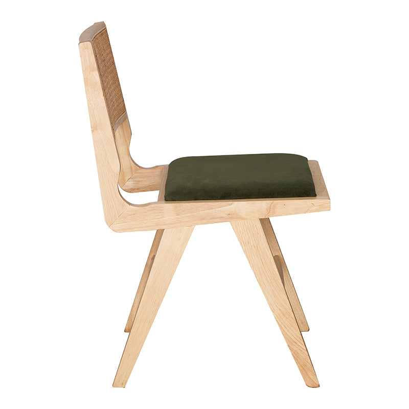 Silla de comedor madera y terciopelo verde Polonia