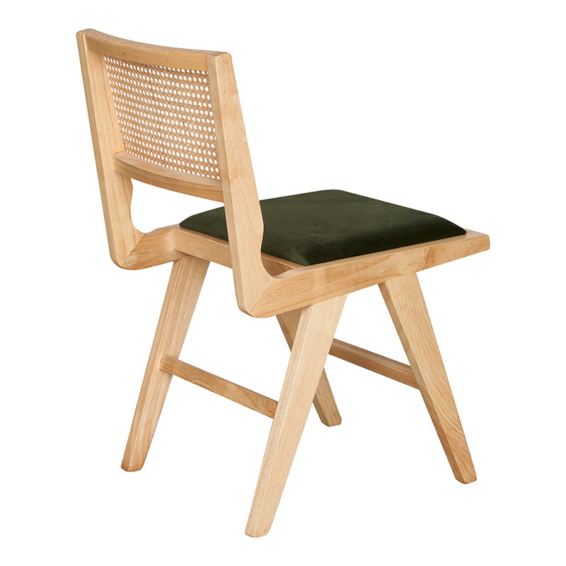 Silla de comedor madera y terciopelo verde Polonia