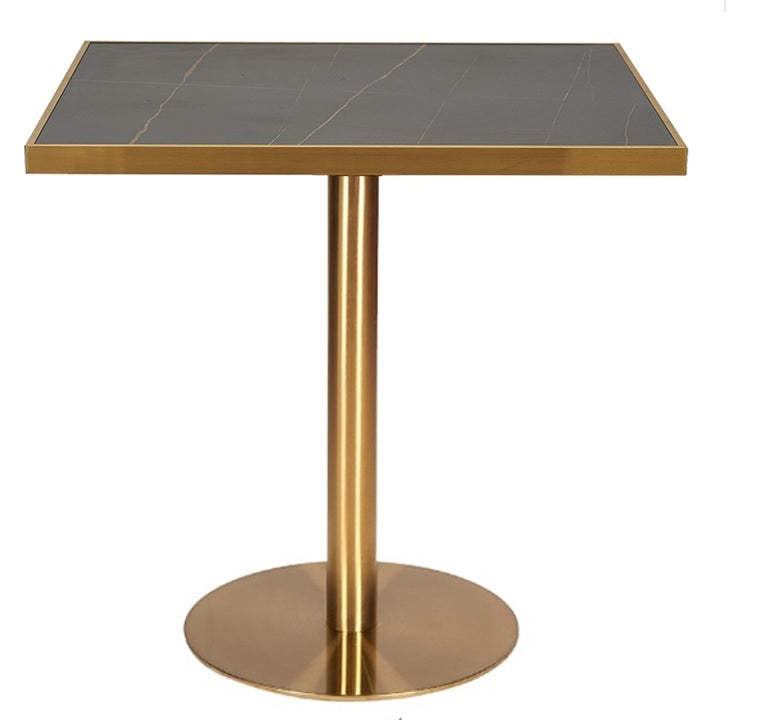 Mesa de bar cuadrada base dorada inox 70-80 cm