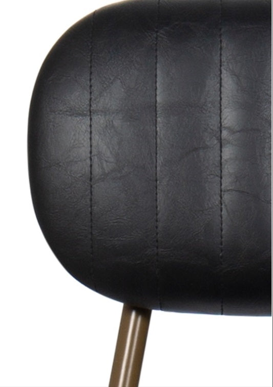 Taburete de bar vintage acero dorado y semi piel negro Bután H65