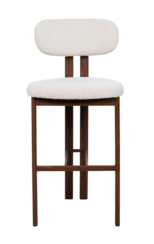 Taburete de barra imitación madera bouclé Dorian 75cm