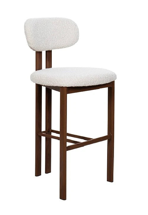 Taburete de barra imitación madera bouclé Dorian 65cm