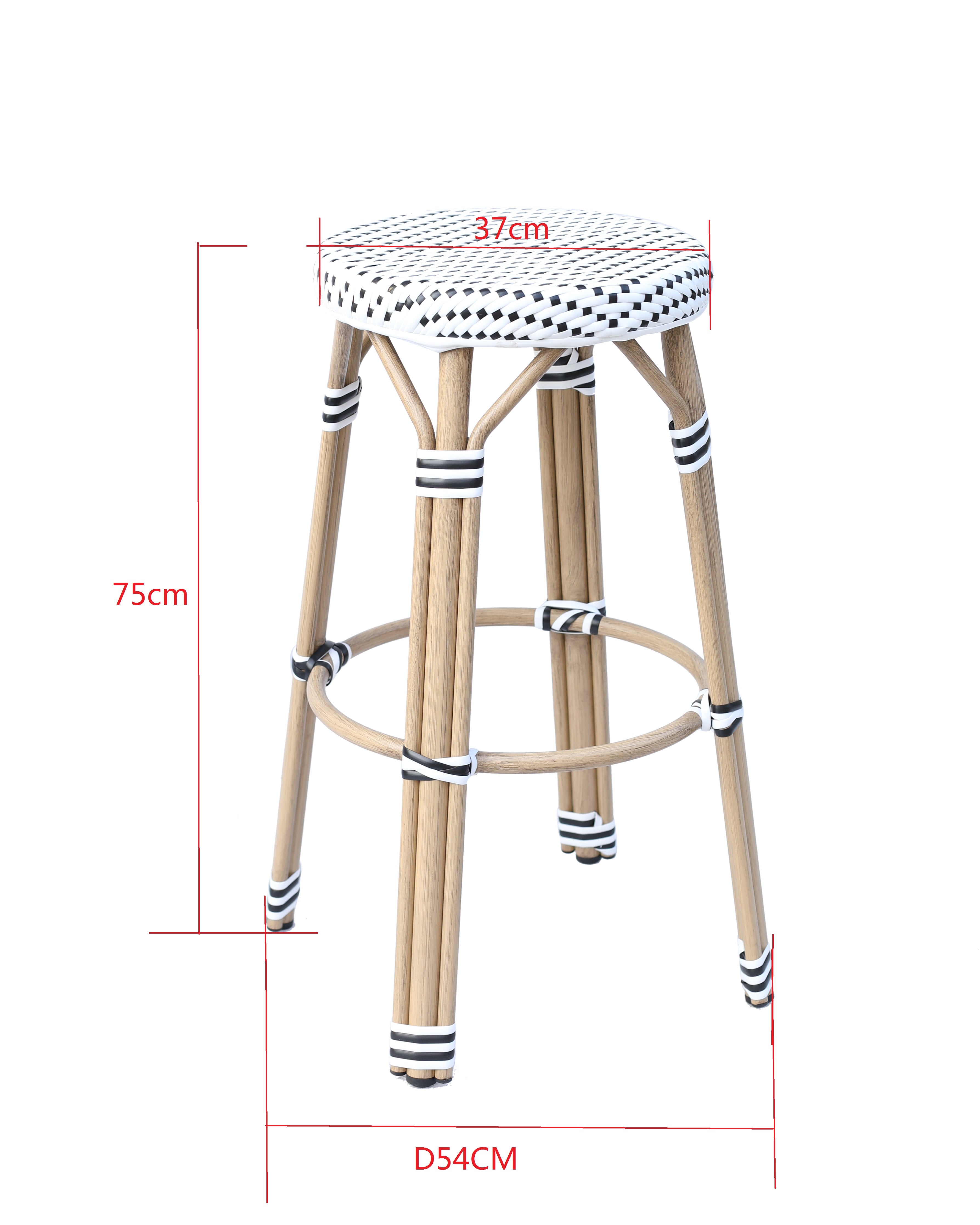 Taburete de bar parisino Blanco-Negro Martin