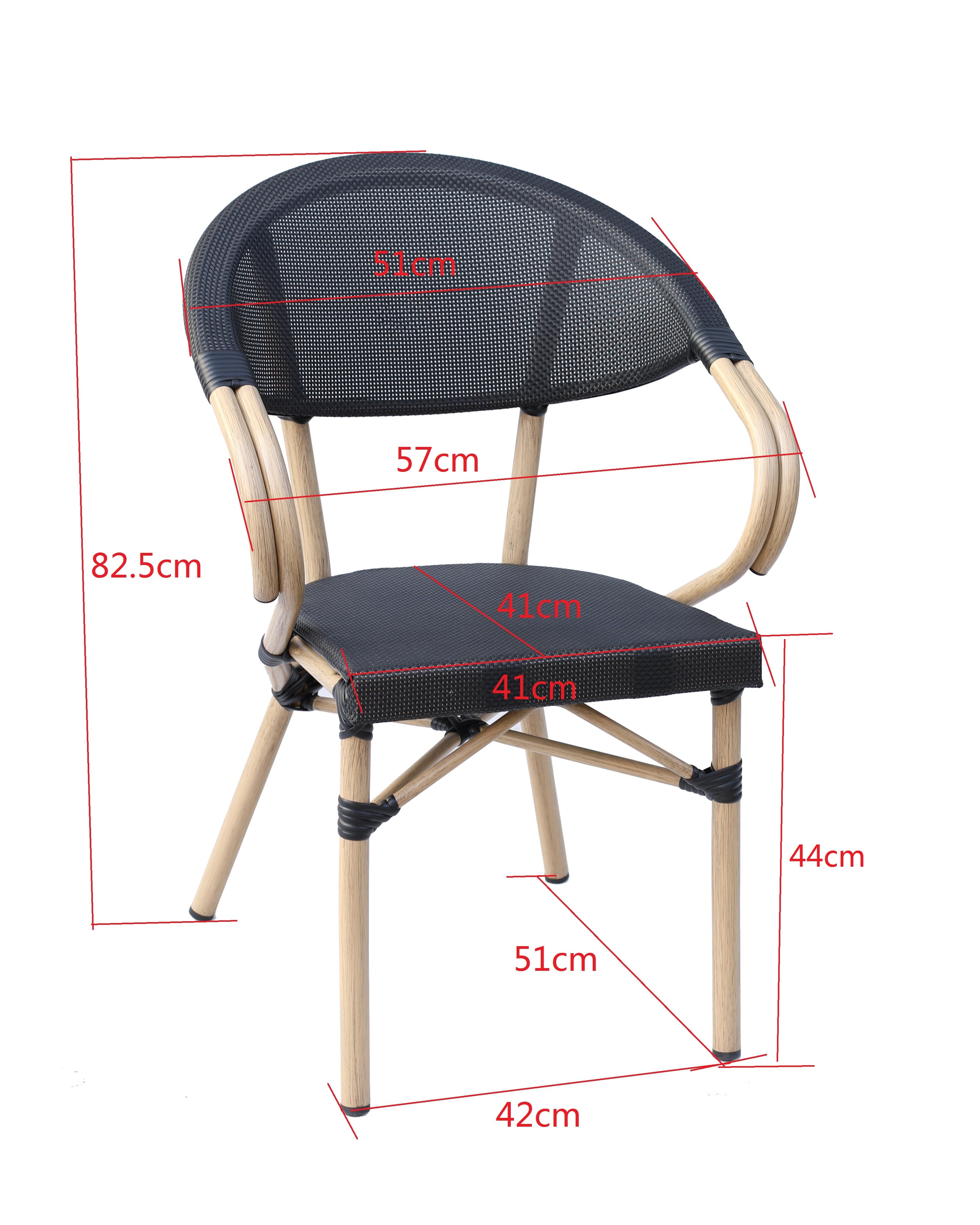 Silla parisina exterior negra Balta