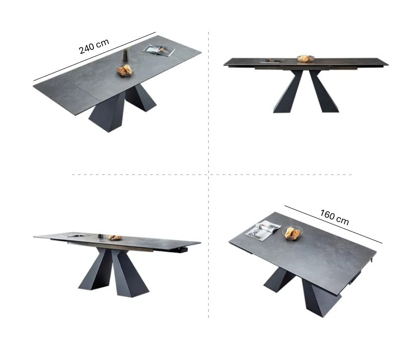 Mesa de comedor extensible 160/240 cm piedra sinterizada Lily