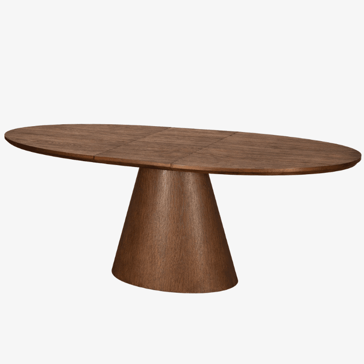 Mesa de comedor oval extensible de roble color nogal 160–200 cm EIRAN - Vintahome
