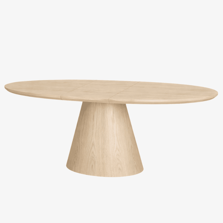 Mesa de comedor oval extensible de roble natural 160–200 cm EIRAN - Vintahome